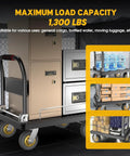 Heavy Duty Folding Rail Platform Cart Workhorse With 35.4 By 23.6 Inches Flatbed Trolley 1300 Pound Capacity Brake Caster Wheels Collapsible Steel Deck Dolly For Warehouse Garage And Moving, black steel cart with rail sides