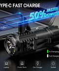 Rechargeable Mini Flashlights With Magnetic Base Twin Pack showing USB-C charging on laptop for emergency camping use.