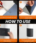Instructions on using Waterproof Patch And Seal Tape 4 Inch By 13 Foot Extra Thick Adhesive Layer with UV Resistant Backing for repairs