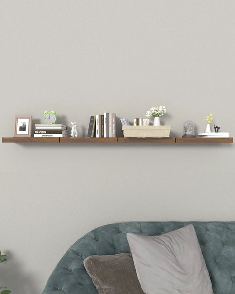 15 Inch Floating Shelves Set Of 4 With Hidden Brackets Rustic Brown Wall Mounted Shelves Above Couch Decor
