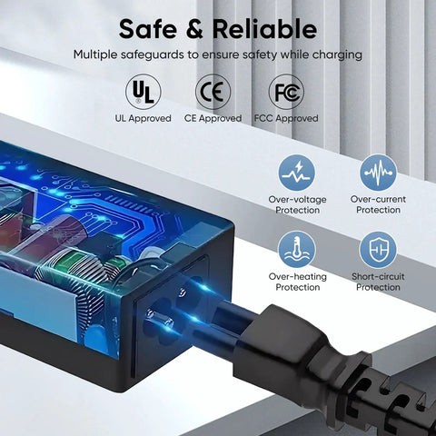 UL Certified 42V 2A Replacement Electric Scooter Charger With 7-In-1 Universal Connectors For 36V Hoverboards Made For All Your Rides And Compatible With Gotrax Ninebot Jetson Voyage Power Adapters