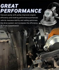Vacuum pump with pulley installed in a vehicle engine bay, metallic silver finish