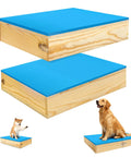 Two Piece Connectable Wooden Dog Training Platform Set With Non Slip Foaming Surface For Small To Medium Dogs Easy Latch Together