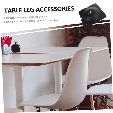 Built Tough Cast Iron Table Leg Brackets With Five Hole Mounting Plates For Rock Solid Furniture Connectors And Heavy Duty Leg Fixators That Keep Your Setup Steady displayed on a table with white chairs.