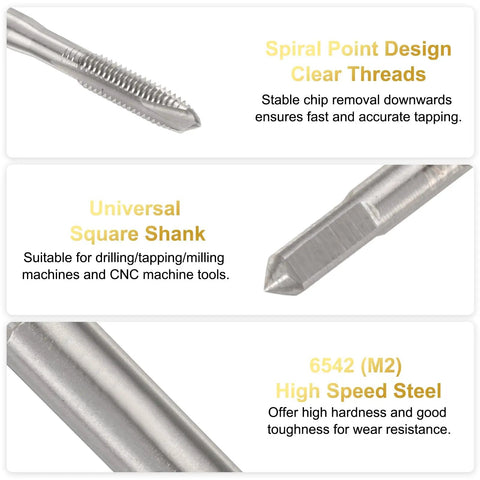 Spiral Point M6 X 1 Thread Tap 150mm Long High Speed Steel Tapping Tool with square shank and clear threads for metalworking.