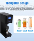 Pro Grade 370W Automatic Sealing Machine For Milk Tea Bottles And Tea Drinks with LED display and bottle size chart