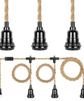 Plug In Hanging Pendant Light Kit With 20 Ft Cord 3 Bulbs E26 Socket Switch Industrial DIY Twisted Hemp Rope
