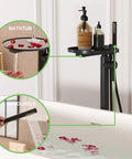 Matte Black Freestanding Bathtub Faucet With Shelf, Floor Mount Tub Filler, Handheld Brass Mixer, and Shower Faucets Kit