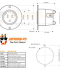 Outdoor 15 Amp NEMA 5-15 Flanged Outlet Weatherproof Receptacle Black Surface Mount Front And Back Covers diagram