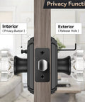 Five Pack Black Vintage Crystal Glass Door Knobs With Lock For Privacy Use Heavy Duty Zinc Alloy Backplates And Matte Finish Doorknob Set Ideal For Interior Doors Easy To Install And Durable Privacy Locking featuring interior and exterior view
