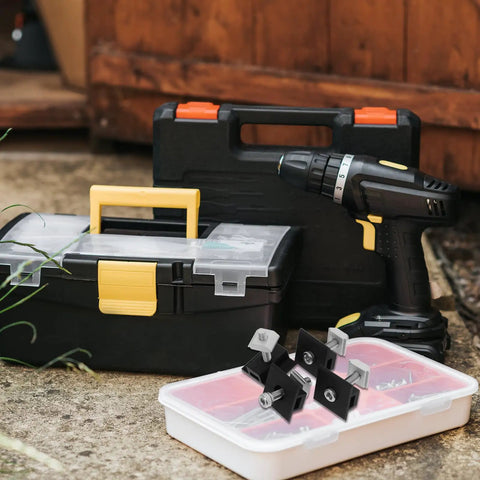 Premium 4 Piece Solar Panel Middle Clamps With M8 Bolts And Heavy Duty Pressure Blocks Hassle Free Mounting Hardware for Rooftop Arrays in tool boxes.