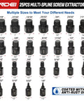 Image of Heavy Duty Screw Extractor Set For Damaged Screws And Stripped Bolts 25 Piece CR MO MultiSpline EZ Out Style Remover.