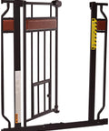Home Design Extra Wide Walk Thru Pet Gate With Small Pet Door 10x7, Decor Hardwood Look For Pups, 30 Inch Tall, frame view