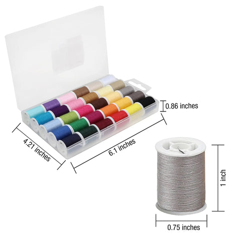 All In One Polyester Sewing Thread Kit With 30 Assorted Colors And 50 Yards Per Spool Includes 5 Large Eye Needles And Needle Threader