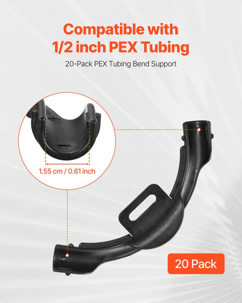 20 Pack One Half Inch PEX Tubing Bend Support 90 Degree Elbow Clamp With Nail Tab for plumbing systems