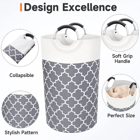 Giant 82L Collapsible Laundry Basket With Aluminum Soft Grip Handles Waterproof Laundry Hamper For Dorms Apartments And Home