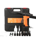 Heavy Duty Air Hydraulic Rivet Nut Tool With Reversible Button, Pro Grade Pneumatic Riveter And Auto Rivet Nut Gun Kit with 8 nose pieces