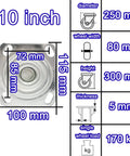 Heavy Duty Industrial Caster Wheels With Pneumatic Casters And Top Plate dimensions: 10 inch, 170 kg capacity, 115x100 mm plate.