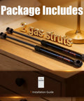 Heavy Duty Gas Struts 21.4 Inch 2 Pack 25 Lb Lift Supports For Rv Doors Camper Cabinets Boat Hatches displayed with installation guide.