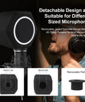 Chill Microphone Windshield Pop Filter with five-sided foam seal, detachable parts, fits 45-70mm microphones, for XLR and USB mics.