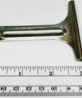 2.5 Inch Wide Seam Guide With Dual Thumb Screws for precision stitching, shown next to a ruler for size reference