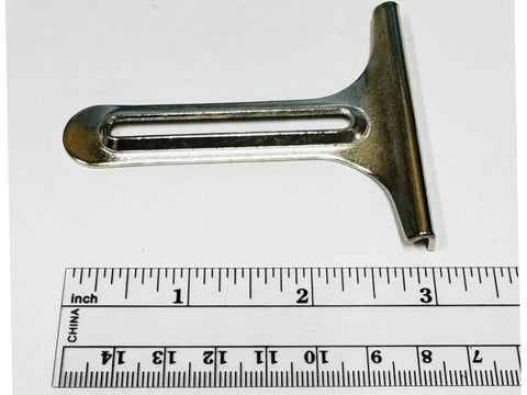 2.5 Inch Wide Seam Guide With Dual Thumb Screws for precision stitching, shown next to a ruler for size reference