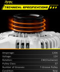 Beefed Up 12V 120 Amp Alternator With 6 Groove Clockwise Pulley technical specifications image