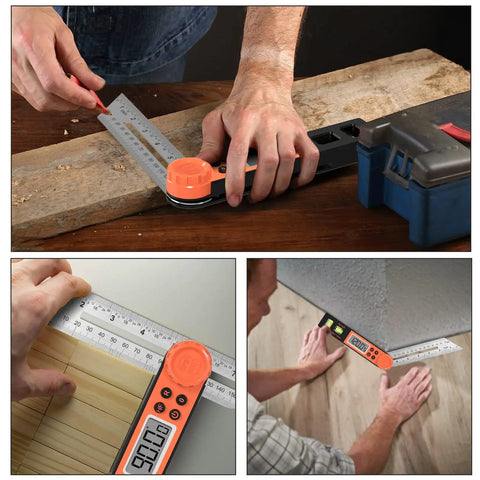 Digital Angle Finder Protractor 0-360 Degrees With T Bevel Gauge And Horizontal Vertical Bubble, Full LCD Display in use