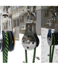 Gym Lifting Pulley System With 360 Degree Quiet Rotation, Heavy Duty Steel Cable Block, Waterproof Rustproof 661lbs Load Capacity, Durable Nylon Wheel And Stainless Ring For Smooth Lifts And Low Noise, stainless steel pulley with green rope