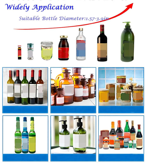 No Sweat Automatic Desktop Labeling Machine For Round Bottles High Speed Conveyor With Smart Touch Screen on various bottles and jars.