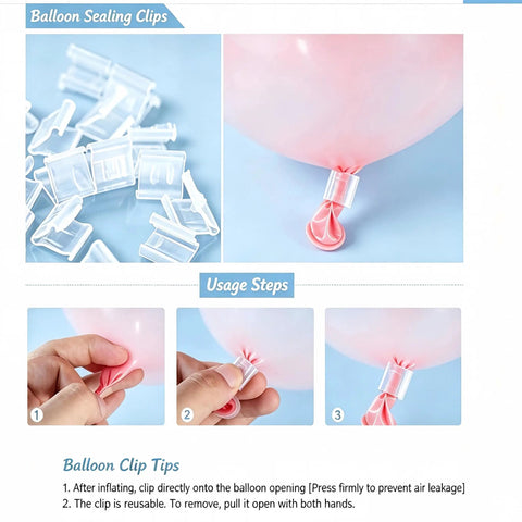 Obear 109 Pc Invisible Clear Matte Balloon Arch Kit With Heavy Duty Clamps For Wedding Birthday Decor Backdrop Party Supplies Not Included, clear balloon sealing clips