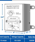 Adjustable temperature controller for 20 Inch Wall Mounted Shutter Exhaust Fan With Temperature Controller And Power Cord Kit, Silver.