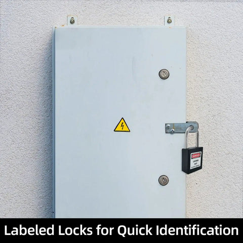 Solid As A Rock Five Piece Keyed Different Lockout Tagout Safety Padlock Set Black OSHA Approved Pads With Heavy Duty Stainless Shackle For Hard Hat Work Sites And Reliable Gear Lockdown