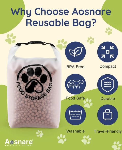 Transparent Leak Proof Pet Food Storage Bag For Travel With Roll Top Closure And Airtight Seal Keeps Kibble Fresh 14 Cups