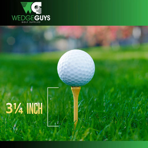 3-1/4 Inch Bamboo Golf Tees Bulk Pack - Extra Durable And Tougher Than Wood, Biodegradable with golf ball on green grass