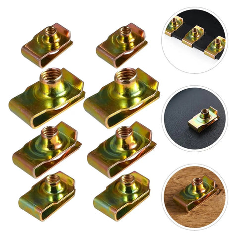 U Type Clip Nuts Set 80 Pcs Stainless Steel U Shaped Automotive Hardware Heavy Duty Universal Fit For Auto Interior Panel Repair Car Door Dashboard Secure Fit Smooth Finish Easy Install, stainless steel clip nut close-up