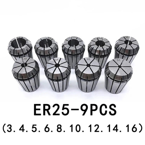 Premium ER25 Morse Taper Collet Chuck Set MT2 MT3 MT4 1 To 16mm Grip For CNC Milling And Lathe Tools Keeps Gears Locked Tight No Slip: ER25 collet set with sizes 3mm to 16mm.