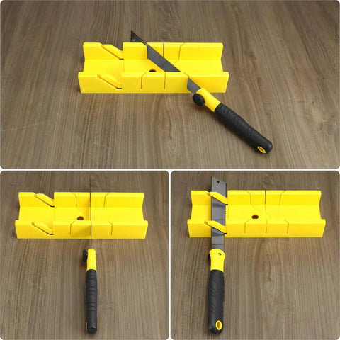 Miter Box And Saw Kit With 12 Inch Japanese Saw Fine And Coarse Cutters Handle And Screw For Accurate Cuts