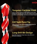 Close-up of Beast 10-Piece Carbide Masonry Drill Bit Set with tungsten carbide YG6X and 135-degree split point tip.