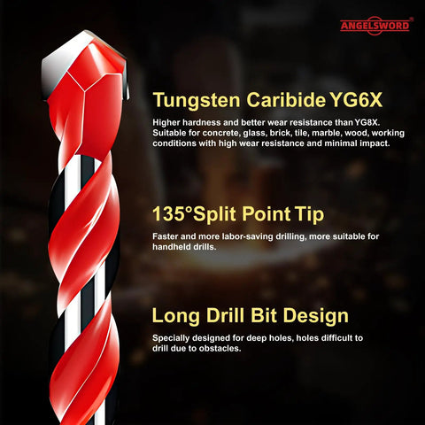 Close-up of Beast 10-Piece Carbide Masonry Drill Bit Set with tungsten carbide YG6X and 135-degree split point tip.