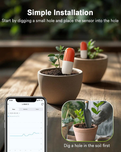 2-In-1 Wireless Soil Meter With WiFi And Bluetooth, Real-Time Moisture And Temperature Monitoring Via App, No Hub Needed