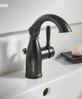 Mediterranean Bronze Rustic Farmhouse Bathroom Faucet With One Handle For Single Hole Install And Optional Deck Plate on white basin
