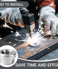 Welding process of 4 Pack Half Inch NPT Weld On Female Bung Fitting Badass 304 Stainless Steel Auto Fuel Tank Adapter.