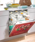 Open dishwasher with Christmas Red And White Striped Cane Candy Dishwasher Magnetic Cover For Door Front Refrigerator Magnet Decor