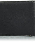 Black RFID Blocking Leather Wallet For Men With Removable ID Holder And Slim Design, showing closed exterior