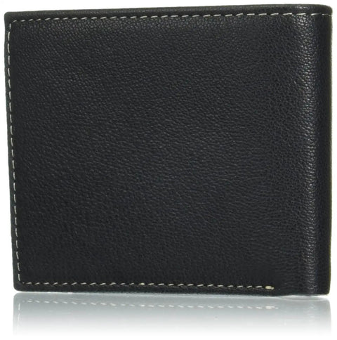 Black RFID Blocking Leather Wallet For Men With Removable ID Holder And Slim Design, showing closed exterior