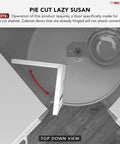 Top view of Pie Cut Dual Tier Lazy Susan Organizer For Corner Base Kitchen Cabinets White Plastic Rotating Shelves 24 Inch