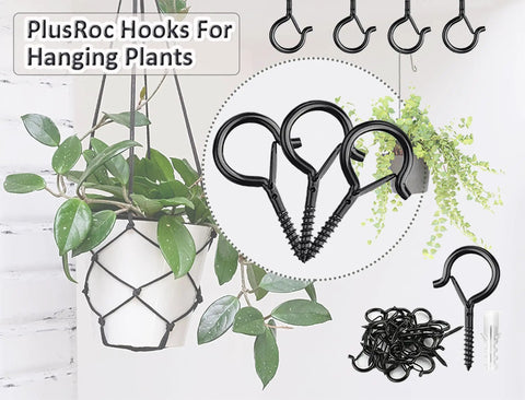Heavy Duty Outdoor Screw In Hooks For Hanging Plants And String Lights No Fuss 2.2 Inch Eye Hook Cup Hooks with safety clips
