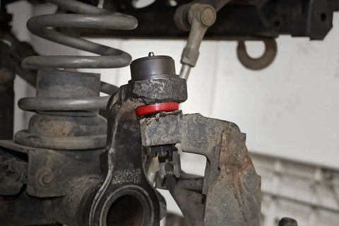 Beefed Up Heavy Duty Replacement Ball Joints For 07 18 Jeep Wrangler Set Of 4 Upper And Lower Fits Dana 30 And Dana 44 Chromoly ball joint installed on Jeep suspension