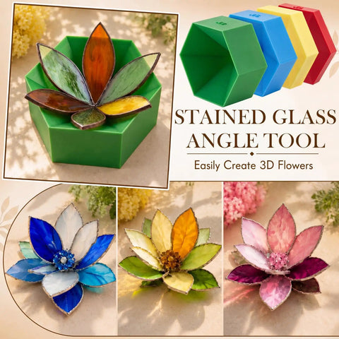 Hella Precise Stained Glass Angle Tool Set For 3D Flower And Succulent Soldering Jig Kit with colorful angle molds and flower designs